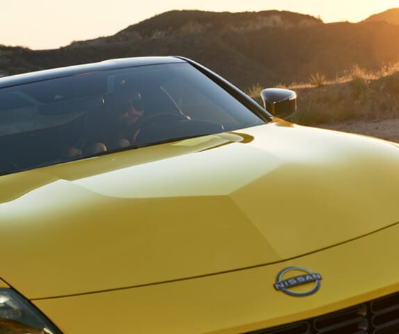 2024 Nissan Z front view showing iconic hood bulge