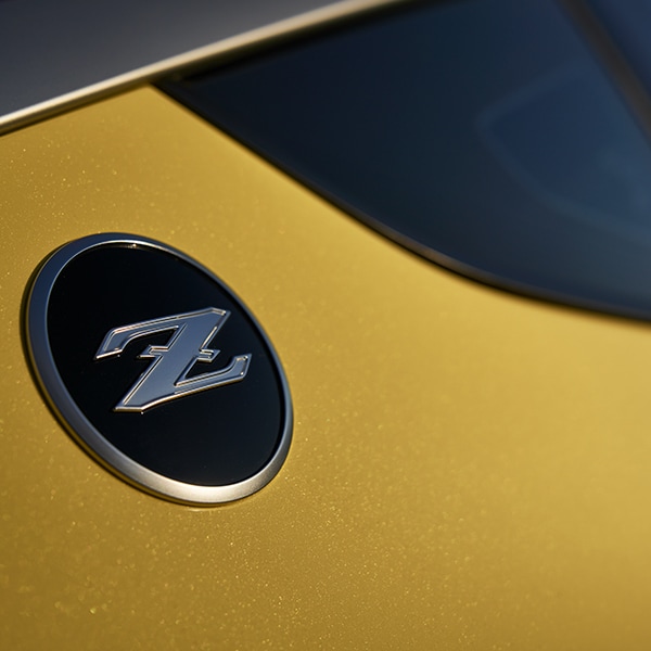 2024 Nissan Z detail view of fender-mounted Z logo badge